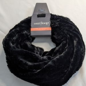 Faux fur black infinity scarf
